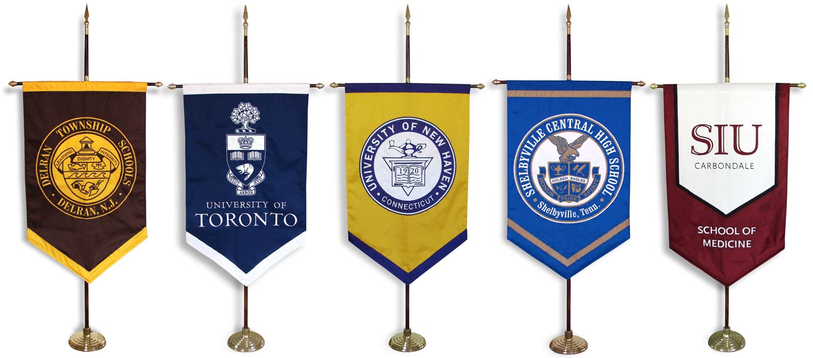Custom graduation gonfalons for a variety of institutions