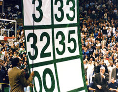Boston Celtics retired number achievement banner raising ceremony