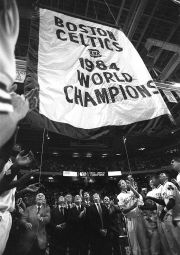Boston Celtics 1984 World Champions banner raising ceremony