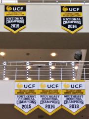 Hand sewn cyber championship banners for UCF