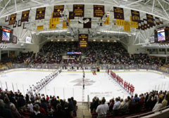 We make all the custom applique banners for Boston College hockey arena