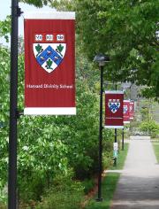 Custom hand sewn Harvard Divinity School lightpole banners