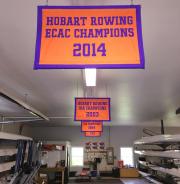 Custom hand sewn crew championship banners for Hobart boathouse