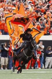 Oklahoma State cheer battle spirit flags
