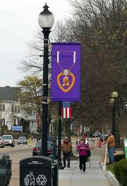 Custom purple heart lightpole banner