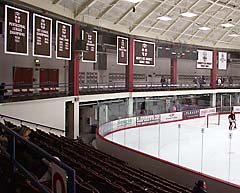 Custom applique championship banners for Brown University hockey arena