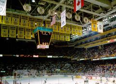 Appliqued Boston Bruins championship banners