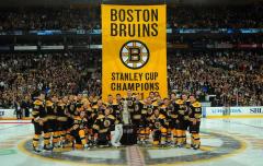 Boston Bruins portrait with custom championship banner