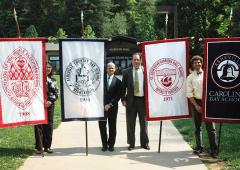 Custom hand-sewn Commencement banners