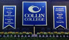 Hand sewn applique banners for Collin College commencement