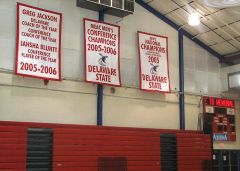 Hand-sewn Delaware State championship banners