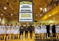 2013 NCAA Champions banner for Depauw