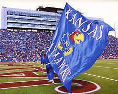 Kansas Jayhawks hand sewn cheer flags