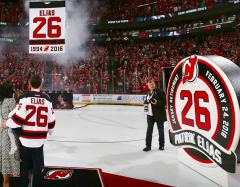 Applique Elias retired number banner for New Jersey Devils
