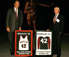 Princeton retired jersey banner replicas for Bill Bradley and Dick Kazmeier