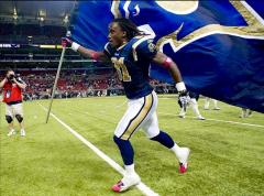 Rams custom football run out flag