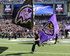 Custom football cheer flags for Baltimore Ravens