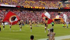 Custom hand sewn football flags for Washington Redskins