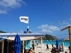 Custom flag for Soggy Dollar beach bar