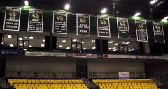 Hand sewn applique championship banners for Utah Valley University