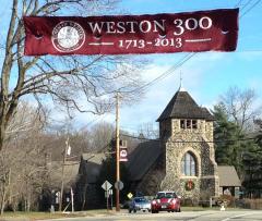 Applique street banner for the town of Weston