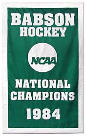 Hand sewn Babson hockey 1984 NCAA National Champions