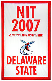 Hand sewn Delaware State NIT 2007 championship banner