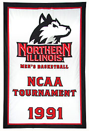 Hand-sewn Northern Illinois University championship banner