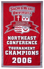 Hand-sewn Sacred Heart Conference Tournament Champions banner