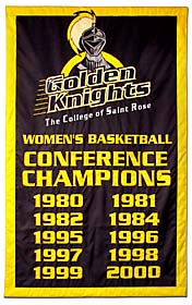 College of St. Rose Conference Champions add-a-year banner, hand-sewn