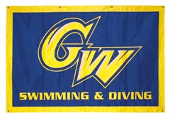 GW Swimming and Diving hand-sewn travel banner