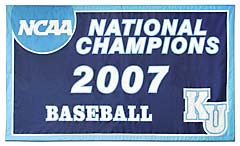 Kean University 2007 NCAA National Champions banner, hand-sewn