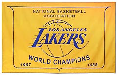 Hand-sewn Los Angeles Lakers championship banner