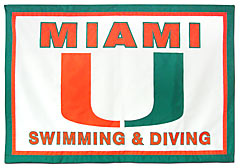 Miami University Swimming and Diving hand-sewn travel banner