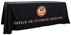 Custom table throw for Boston College Student Services