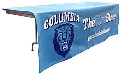 Custom sewn table throw: Columbia University Lion Store