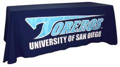Custom sewn applique table throw: University of San Diego Toreros