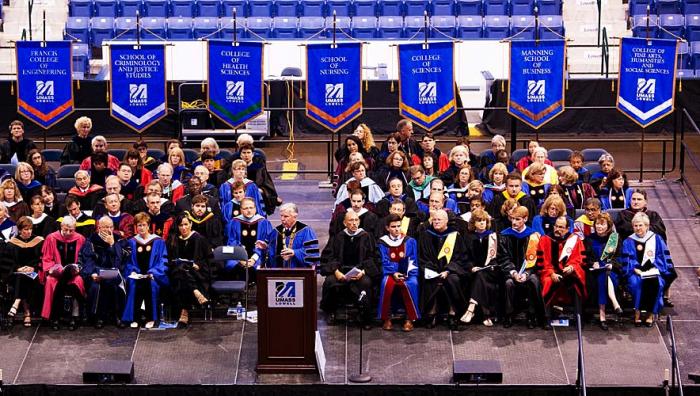 applique gonfalons for UMass-Lowell's 2013 graduation