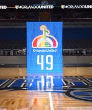 Custom banner honoring victims of Orlando Pulse shooting