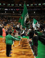 Fabric applique cheer flag for Boston Celtics