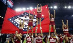 Giant applique Arkansas flag for Razorbacks