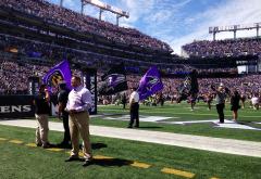 Custom cheerleading flags for Baltimore Ravens