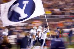 Applique Brigham Young football logo flag