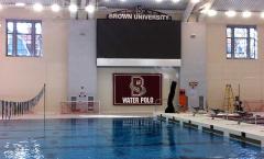 Custom applique team logo banner for Brown University