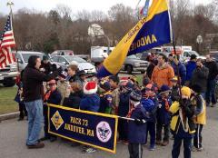 Hand sewn applique parade banner for Cub Scouts Pack 73