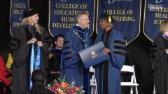 Custom gonfalon set for University of Delaware's commencement ceremonies