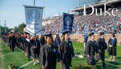 Custom applique gonfalons for Duke commencement