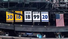 Hand sewn retired numbers banners for the LA Kings