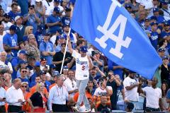 Hand sewn battle flag for the Los Angeles Dodgers