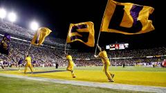 Custom football letter flags for LSU